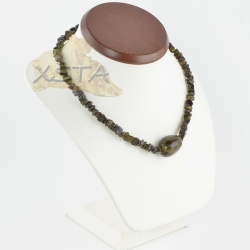 Baltic amber black green necklace irregular 